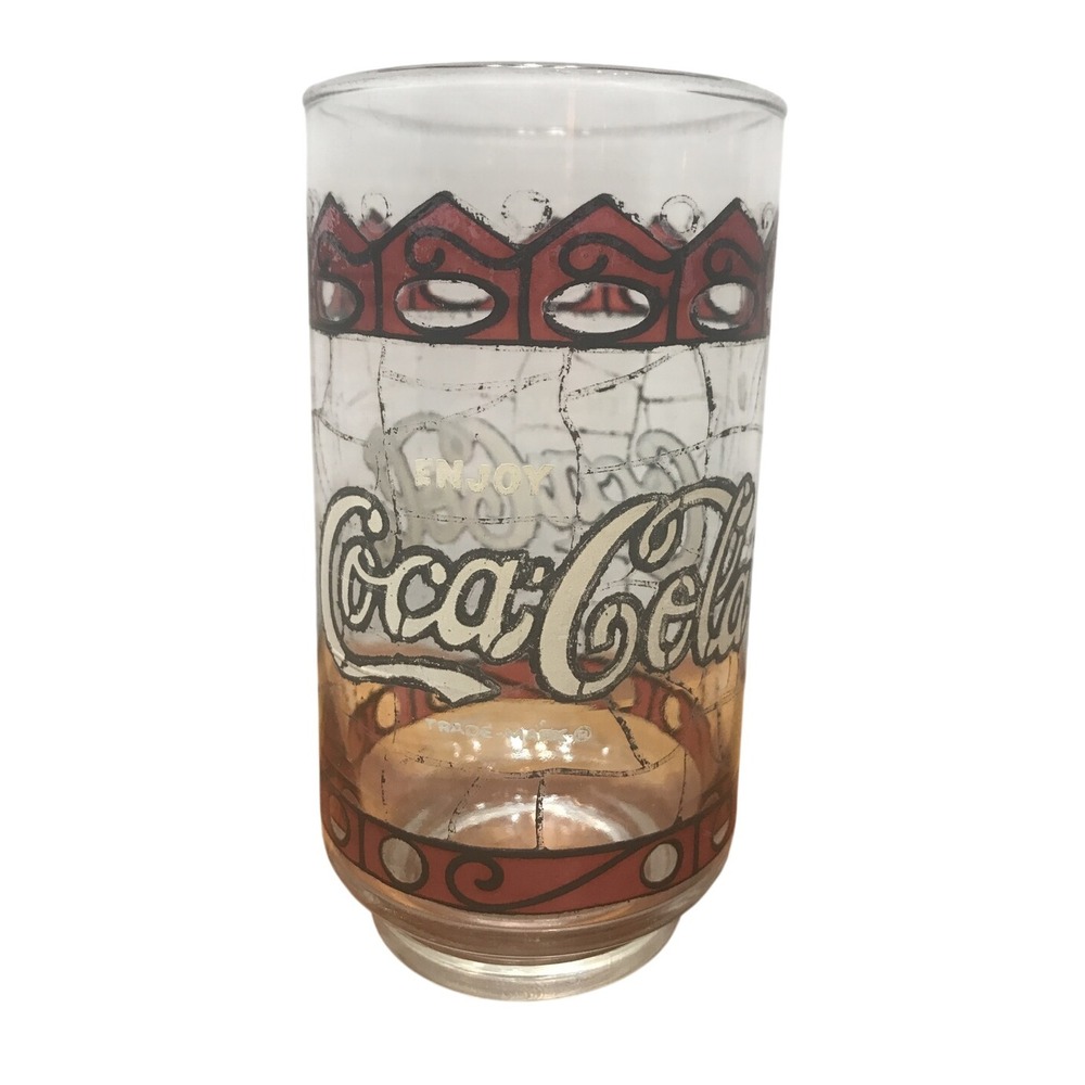 Vintage Coca Cola‎ Glass Red Crown Design Collectible Coke Advertising